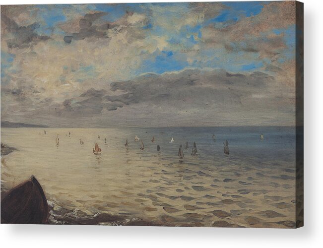Seascape Acrylic Print featuring the painting Sea Viewed from the Heights of Dieppe by Eugene Delacroix