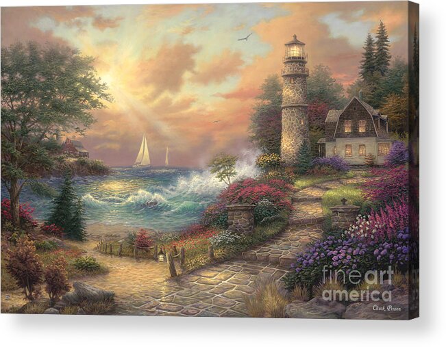Lighthouse Acrylic Print featuring the painting Seaside Dream by Chuck Pinson