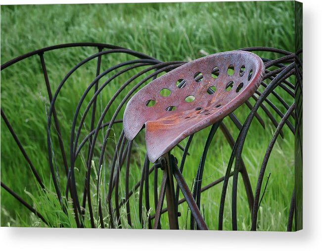 Seat Acrylic Print featuring the photograph Seating for One - Vintage Hay Rake Seat by Nikolyn McDonald