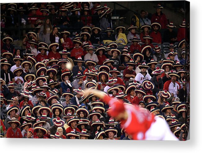 American League Baseball Acrylic Print featuring the photograph Seattle Mariners V Los Angeles Angels by Stephen Dunn