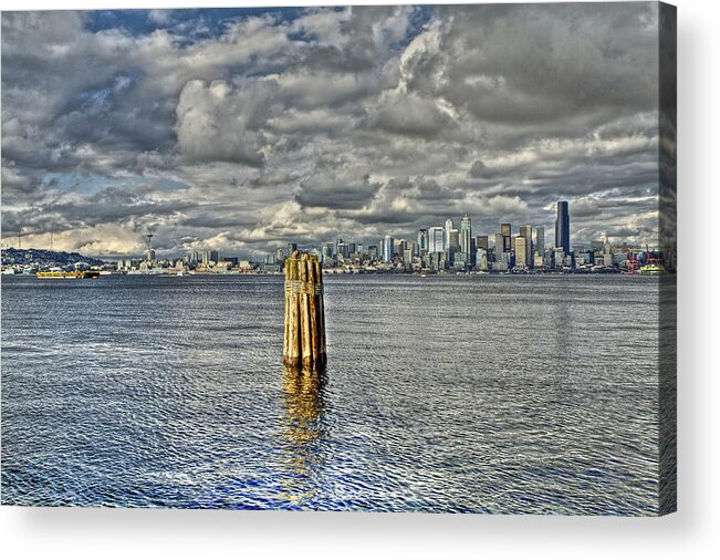 Night Acrylic Print featuring the photograph Seattle skyline and cityscape by SC Heffner