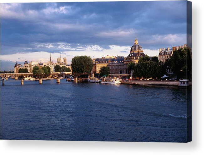 People Acrylic Print featuring the photograph Seine River Looking To Pont Neuf And by Richard I'anson