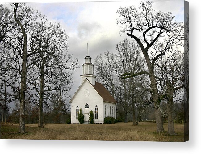 Churches Acrylic Print featuring the photograph Selma United Methodist Church in Winter by Robert Camp
