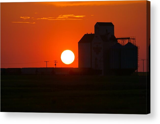 Prairie Sentinel Acrylic Print featuring the photograph Sentinel Sunset Silhouette by Blair Wainman