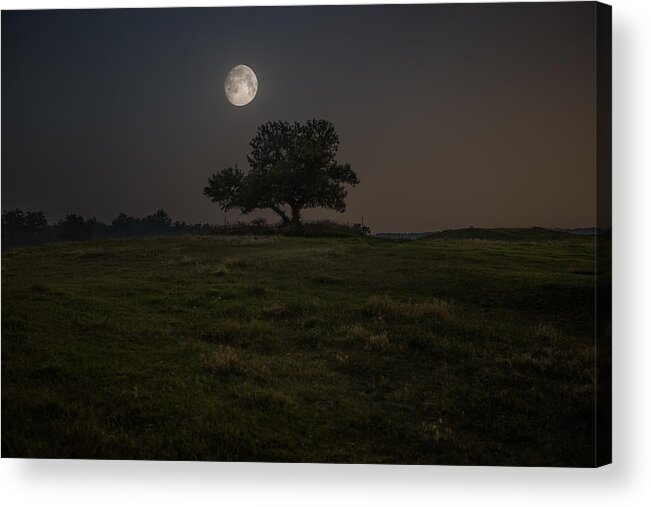 Setting Acrylic Print featuring the photograph Setting Moon by Aaron J Groen
