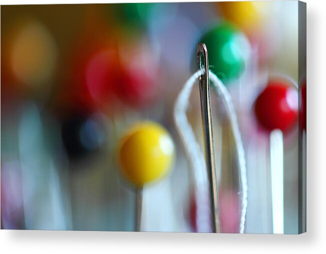 Needle Acrylic Print featuring the photograph Sewing by Michael Eingle