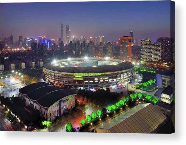 Financial District Acrylic Print featuring the photograph Shanghai Pudong Cityscape by Wei Fang