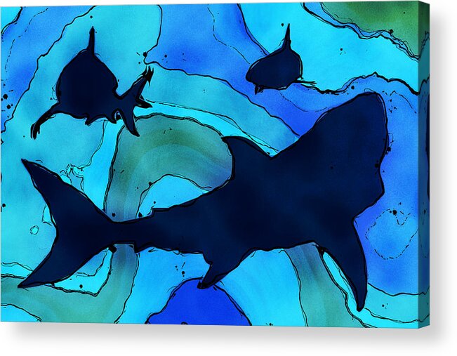Shark Acrylic Print featuring the digital art Sharks by David G Paul
