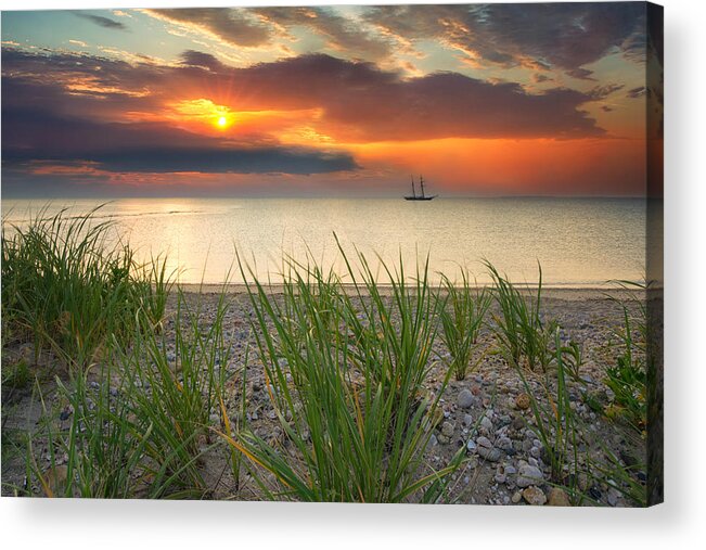 Sunrise Acrylic Print featuring the photograph Ship Passing Through by Darylann Leonard Photography
