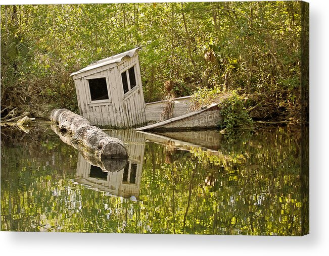 Sunken Acrylic Print featuring the photograph Shipwreck Silver Springs Florida by Alexandra Till