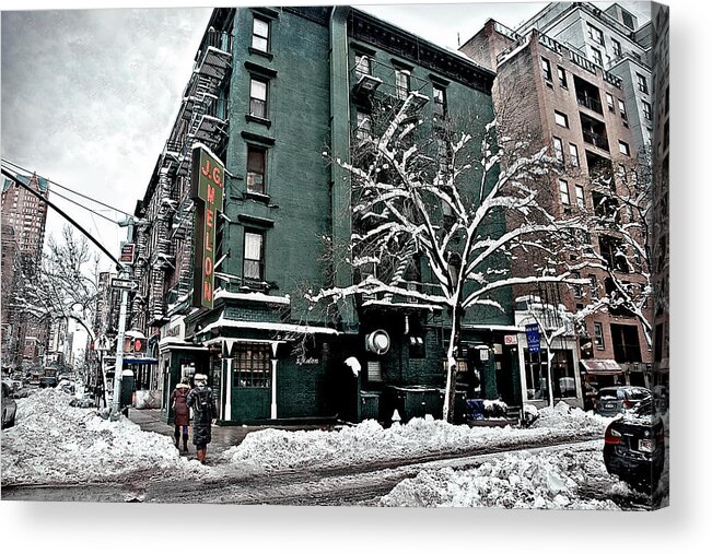 Snow Acrylic Print featuring the photograph Shloshing Through The Streets Of Manhattan by Madeline Ellis