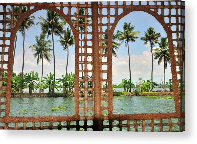 Arch Acrylic Print featuring the photograph Shoreline Of The Kerala Backwaters by Steve Roxbury