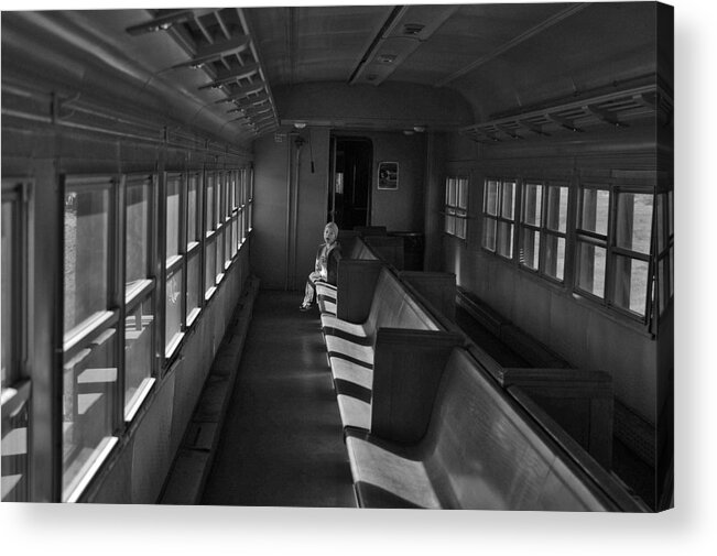 Black And White Photography Acrylic Print featuring the photograph Singin' in the Train by Jeremy Rhoades