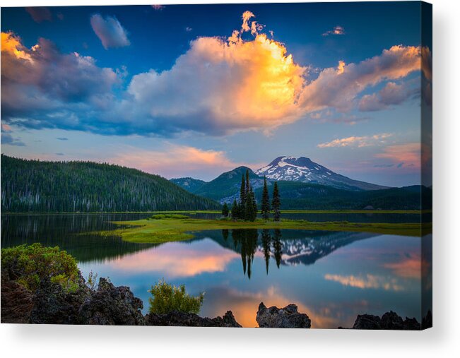 Mountain Acrylic Print featuring the photograph Sister Sunrise at Sparks Lake by Chris McKenna