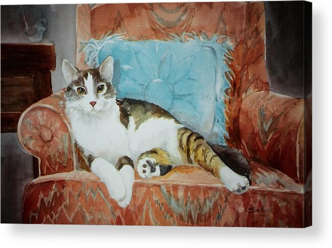 Cat Painting Acrylic Print featuring the painting Sitting Pretty by Sue Kemp