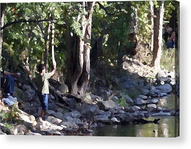 Skipping Acrylic Print featuring the photograph Skipping Stones Impressionist Fall Series #4 by Sharon McLain