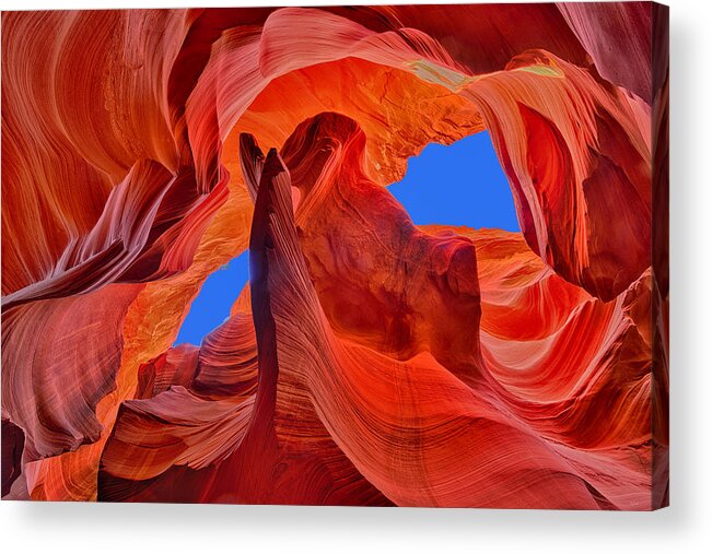 Antelope Canyon Acrylic Print featuring the photograph Sky Eyes in Antelope Canyon by Greg Norrell