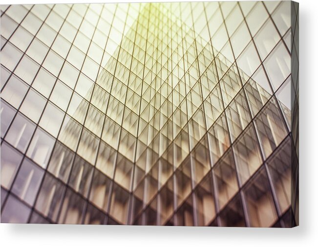 Downtown District Acrylic Print featuring the photograph Skyscraper Windows Abstract Pattern by Piola666
