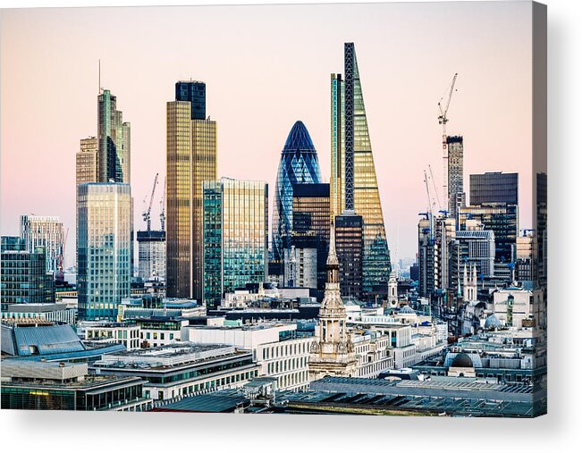 Corporate Business Acrylic Print featuring the photograph Skyscrapers in City of London by Mbbirdy