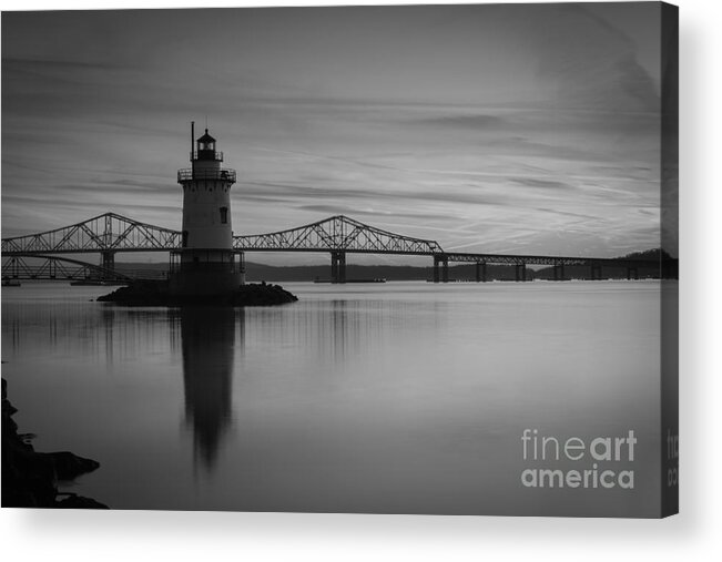 Ny Acrylic Print featuring the photograph Sleepy Hollow Lighthouse BW by Michael Ver Sprill