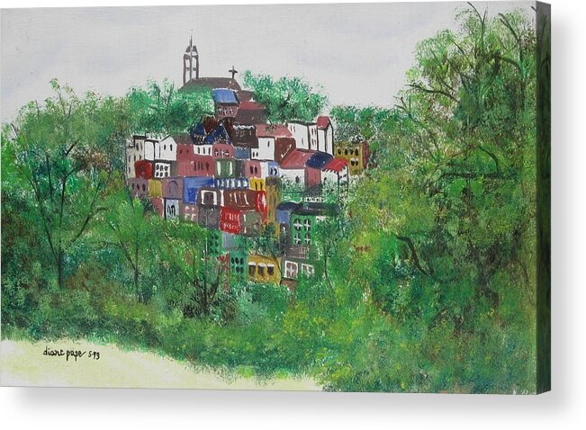 New England Village Acrylic Print featuring the painting Sleepy Little Village by Diane Pape