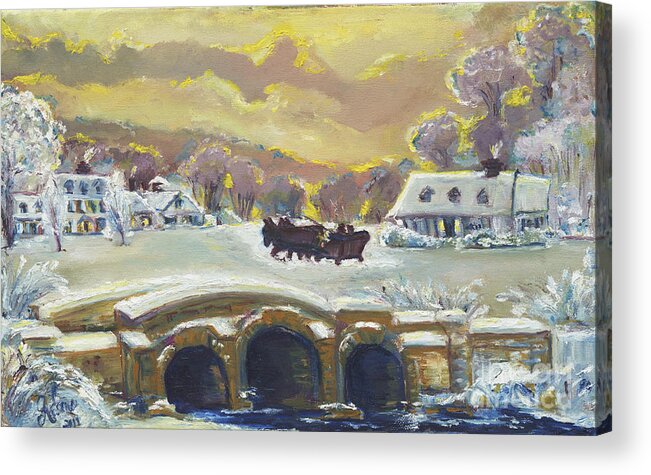 Creek Acrylic Print featuring the painting Sleigh Ride By The Creek by Helena Bebirian