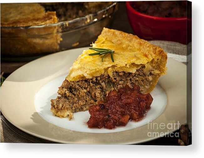 Meat Pie Acrylic Print featuring the photograph Slice of meat pie Tourtiere by Elena Elisseeva