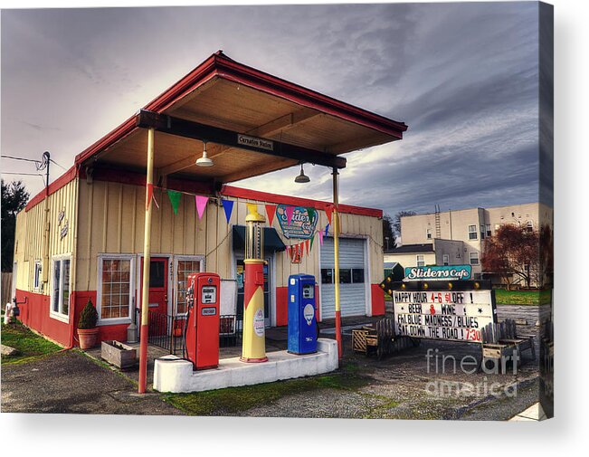 Slider's Acrylic Print featuring the photograph Slider's Cafe by Eddie Yerkish