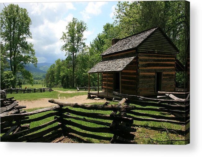 Smoky Acrylic Print featuring the photograph Smoky Mountain Cabin by Marty Fancy