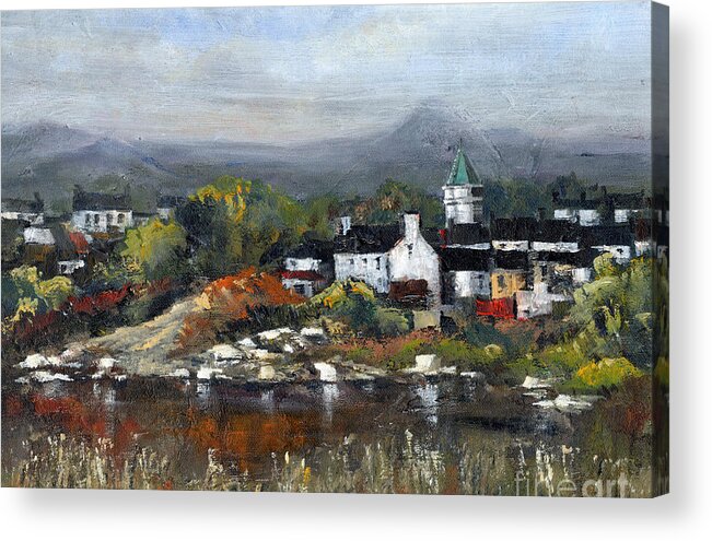 Val Acrylic Print featuring the painting Kerry... Sneem Village by Val Byrne