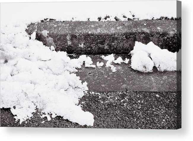 Asphalt Acrylic Print featuring the photograph Snow by the kerb by Tom Gowanlock