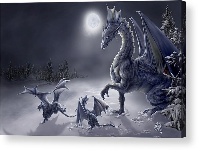 Dragon Acrylic Print featuring the digital art Snow Day by Rob Carlos