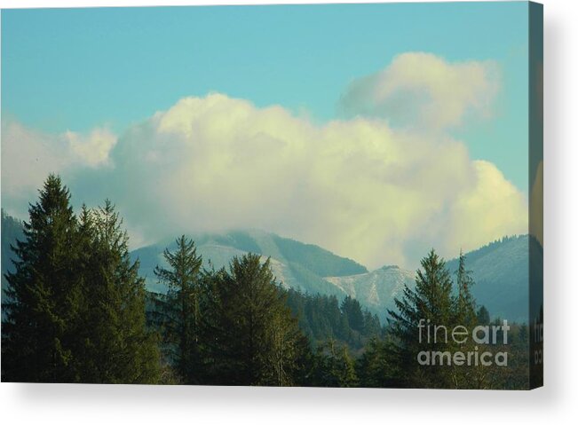 Snow Clouds Acrylic Print featuring the photograph Snow Mist Mountains by Gallery Of Hope 