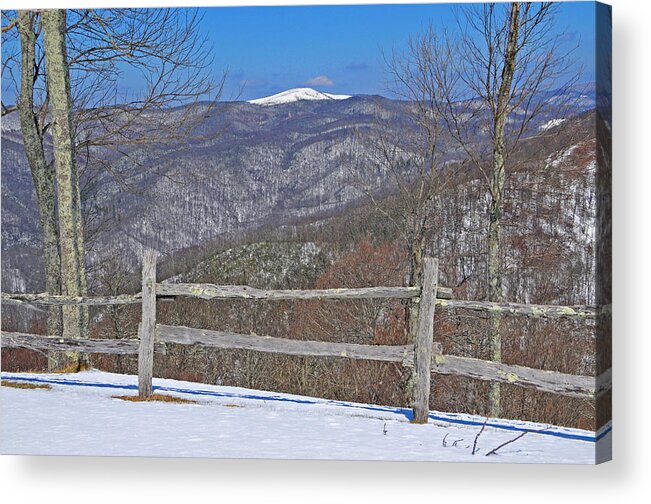 Bald Acrylic Print featuring the photograph Snow on Max Patch Mountain by Alan Lenk