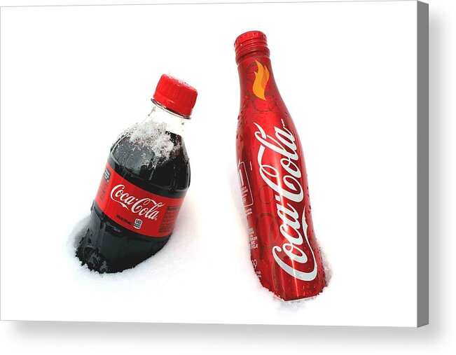 Snow Acrylic Print featuring the photograph Snowy Coca - Cola by Fiona Kennard