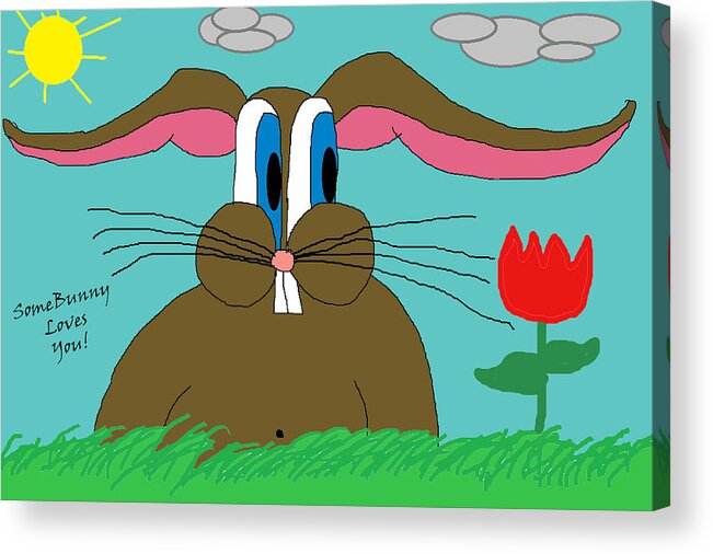 Bunny Acrylic Print featuring the digital art SomeBunny Loves You by Shane Bechler