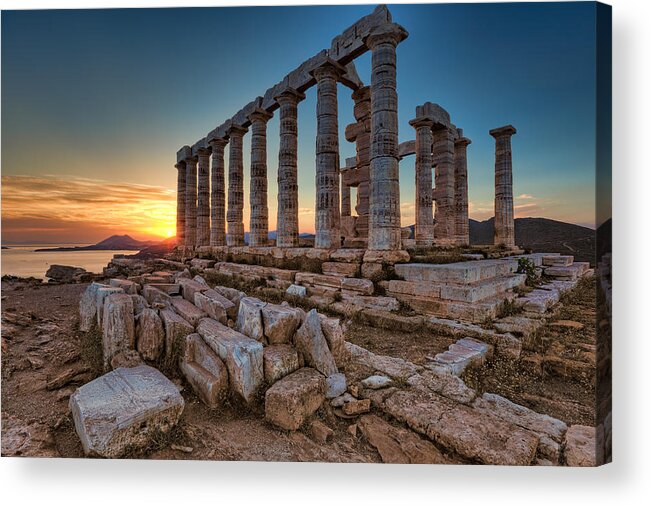 Aegean Acrylic Print featuring the photograph Sounio - Greece by Constantinos Iliopoulos