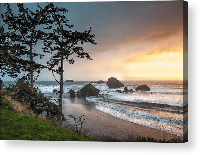 Pebble Beach Acrylic Print featuring the digital art Southern View From Pebble Beach by Christopher Cutter