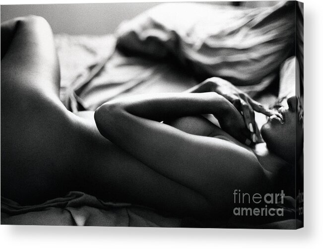 Nude Acrylic Print featuring the photograph SP in bed by Tony Cordoza