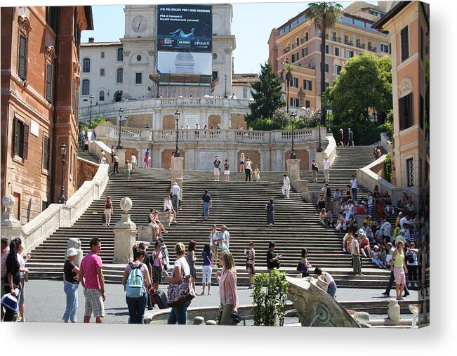 Steps Acrylic Print featuring the photograph Spanish Steps with people by Pejft