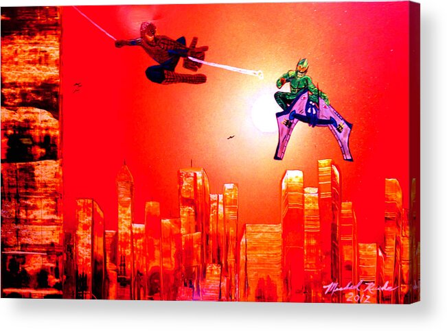 Spider Man Acrylic Print featuring the painting Spider Man by Michael Rucker