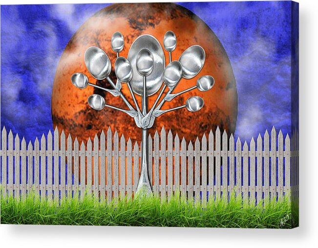 Weird Tree Acrylic Print featuring the mixed media Spoon Tree by Ally White
