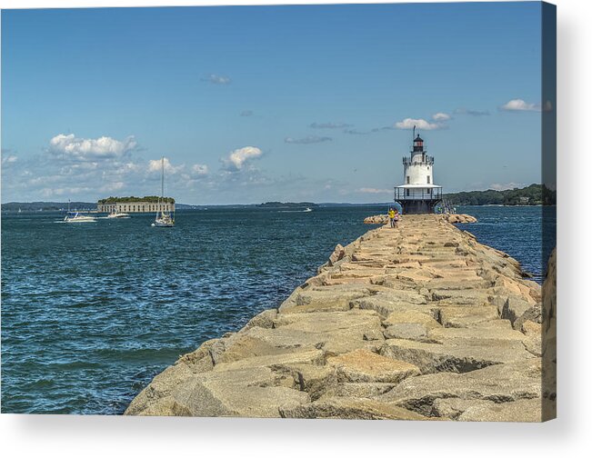Maine Acrylic Print featuring the photograph Spring Point Ledge lighthouse by Jane Luxton