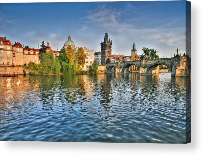 St. Charles Bridge Acrylic Print featuring the photograph St Charles Bridge Prague by John Magyar Photography