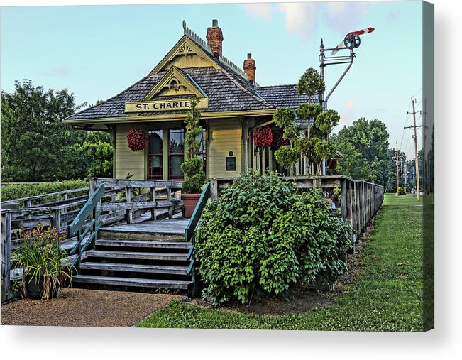 Katy Trail Acrylic Print featuring the photograph St Charles Station on the Katty Trail look west DSC00849 by Greg Kluempers