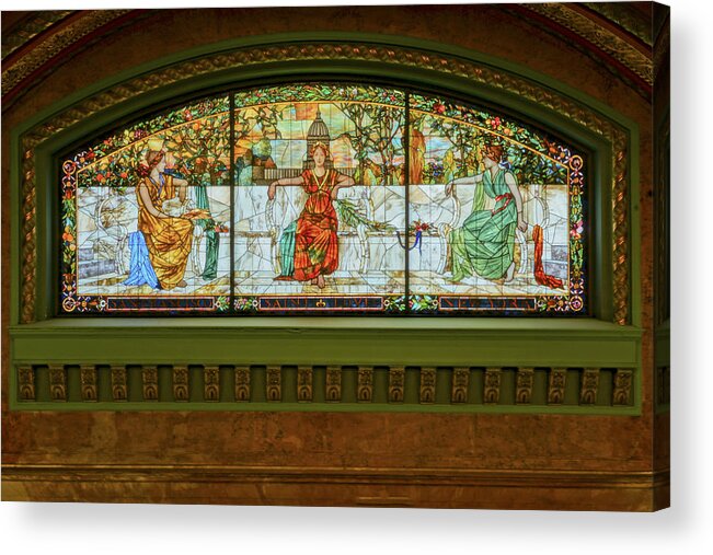 St. Louis Union Station Acrylic Print featuring the photograph St Louis Union Station Allegorical Window by Greg Kluempers