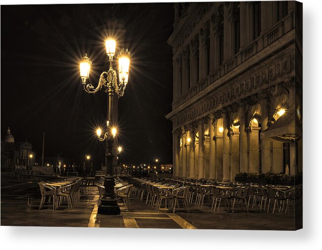 Venice Acrylic Print featuring the photograph St Mark's Square at night by Marion Galt