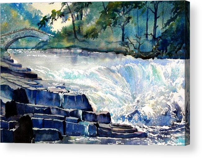 Landscape Acrylic Print featuring the painting Stainforth Foss by Glenn Marshall