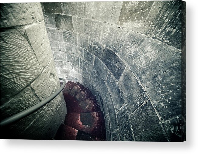 Gothic Style Acrylic Print featuring the photograph Staircase Inside A Castle by Leopatrizi