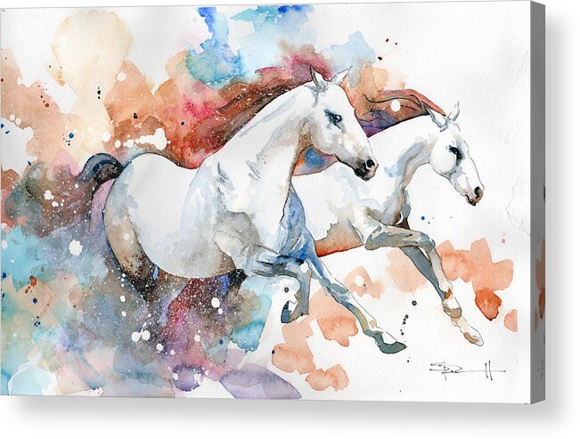 Horse Acrylic Print featuring the painting Stallions by Sean Parnell